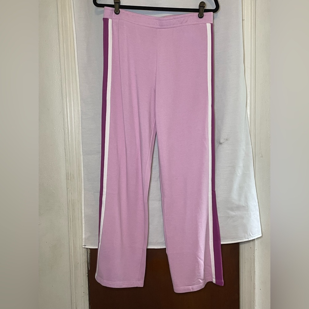NWT Ideology Girls Pink Track Pants w White/Purple Stripes Fleece Lined Size XXL